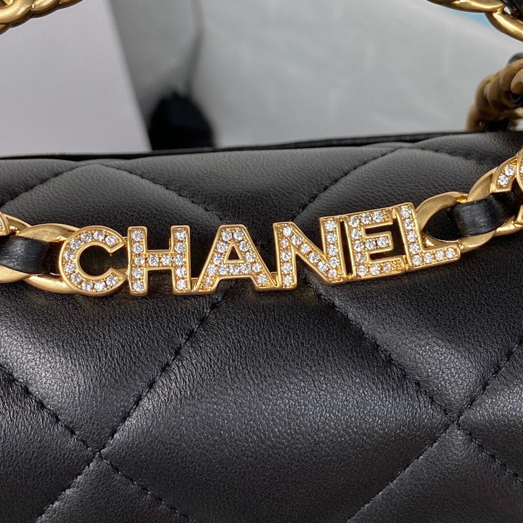 ChanelSmall Flap Bag Gold Hardware Black For Women, Women&#8217;s Handbags, Shoulder Bags 7.9in/20cm AS3450