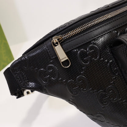 gg Embossed Belt Bag Black For Men 11in/28cm 645093 1W3CN 1000