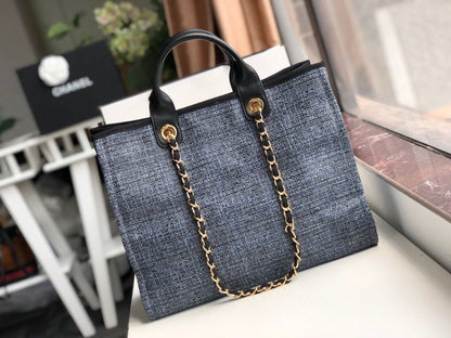 Chanel Deauville Tote 38cm Blue/Black For Women A66941