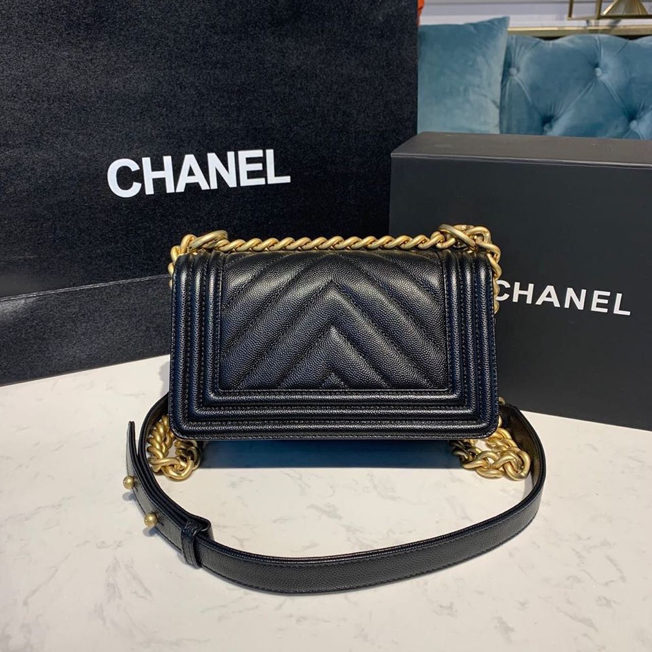 ChanelMini Boy HandBag Black For Women, Women&#8217;s HandBag, Shoulder And Crossbody Bags 7.8in/20cm