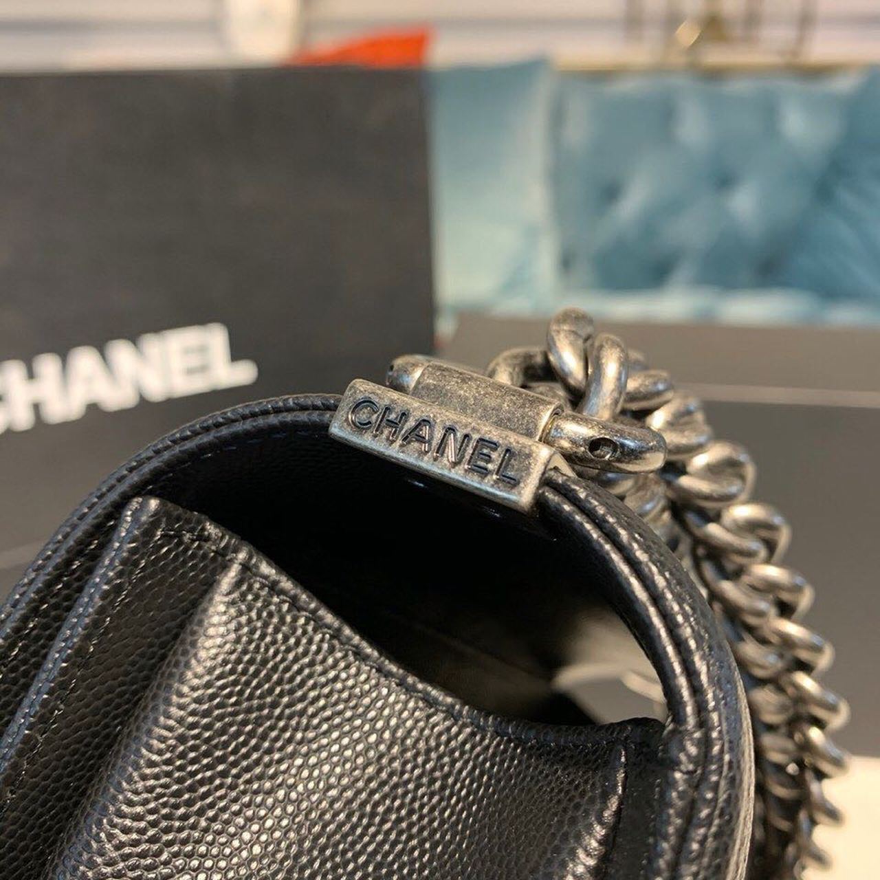 ChanelMedium Boy HandBag Silver Hardware Black For Women 7.8in/20cm