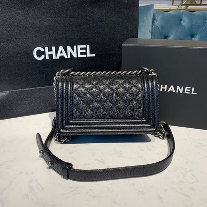 ChanelSmall Boy Handbag Silver Hardware Black For Women, Women&#8217;s Bags, Shoulder And Crossbody Bags 7.8in/20cm A67085