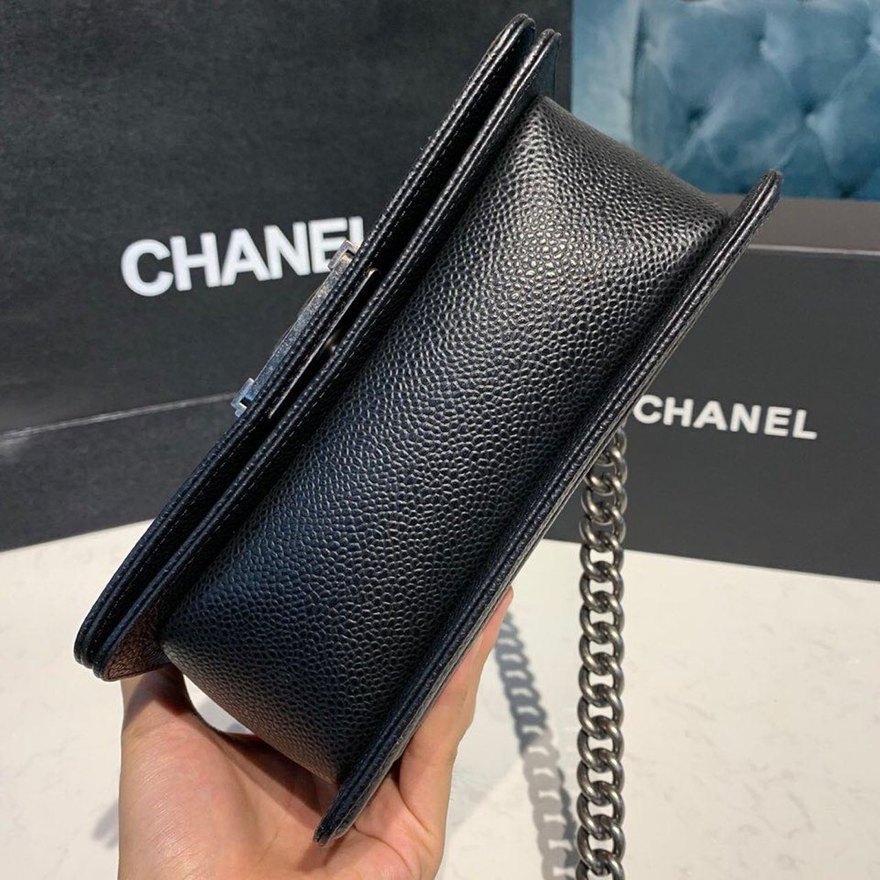 ChanelSmall Boy Handbag Silver Hardware Black For Women, Women&#8217;s Bags, Shoulder And Crossbody Bags 7.8in/20cm A67085