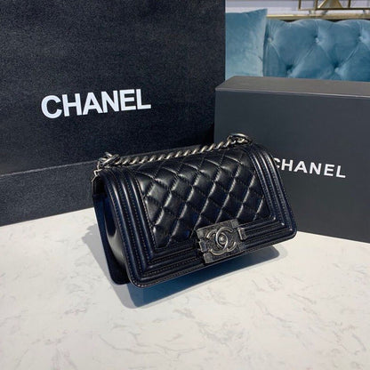 ChanelSmall Boy Handbag Silver Hardware Black For Women, Women&#8217;s Bags, Shoulder And Crossbody Bags 7.8in/20cm A67085