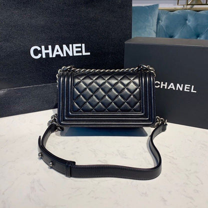 ChanelSmall Boy Handbag Silver Hardware Black For Women, Women&#8217;s Bags, Shoulder And Crossbody Bags 7.8in/20cm A67085