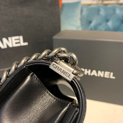 ChanelSmall Boy Handbag Silver Hardware Black For Women, Women&#8217;s Bags, Shoulder And Crossbody Bags 7.8in/20cm A67085