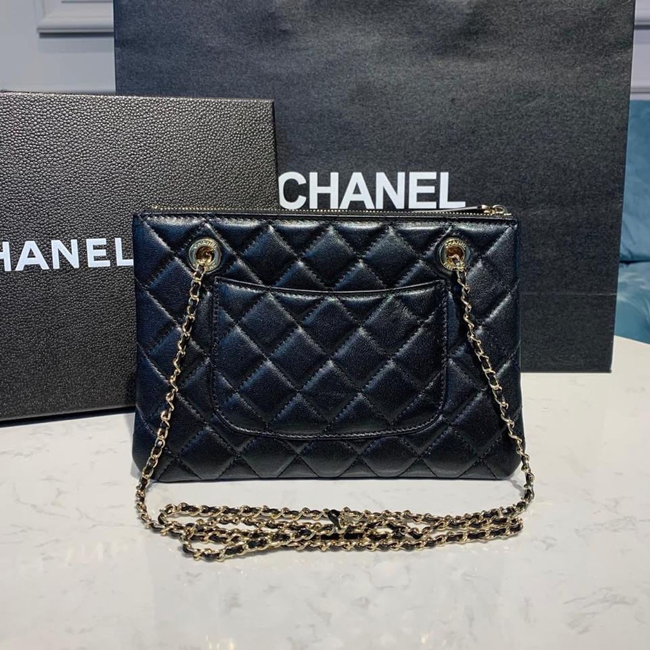 ChanelSmall Double Case Bag With Strap Black For Women, Women&#8217;s Bags, Shoulder And Crossbody Bags 9in/23cm AP1074