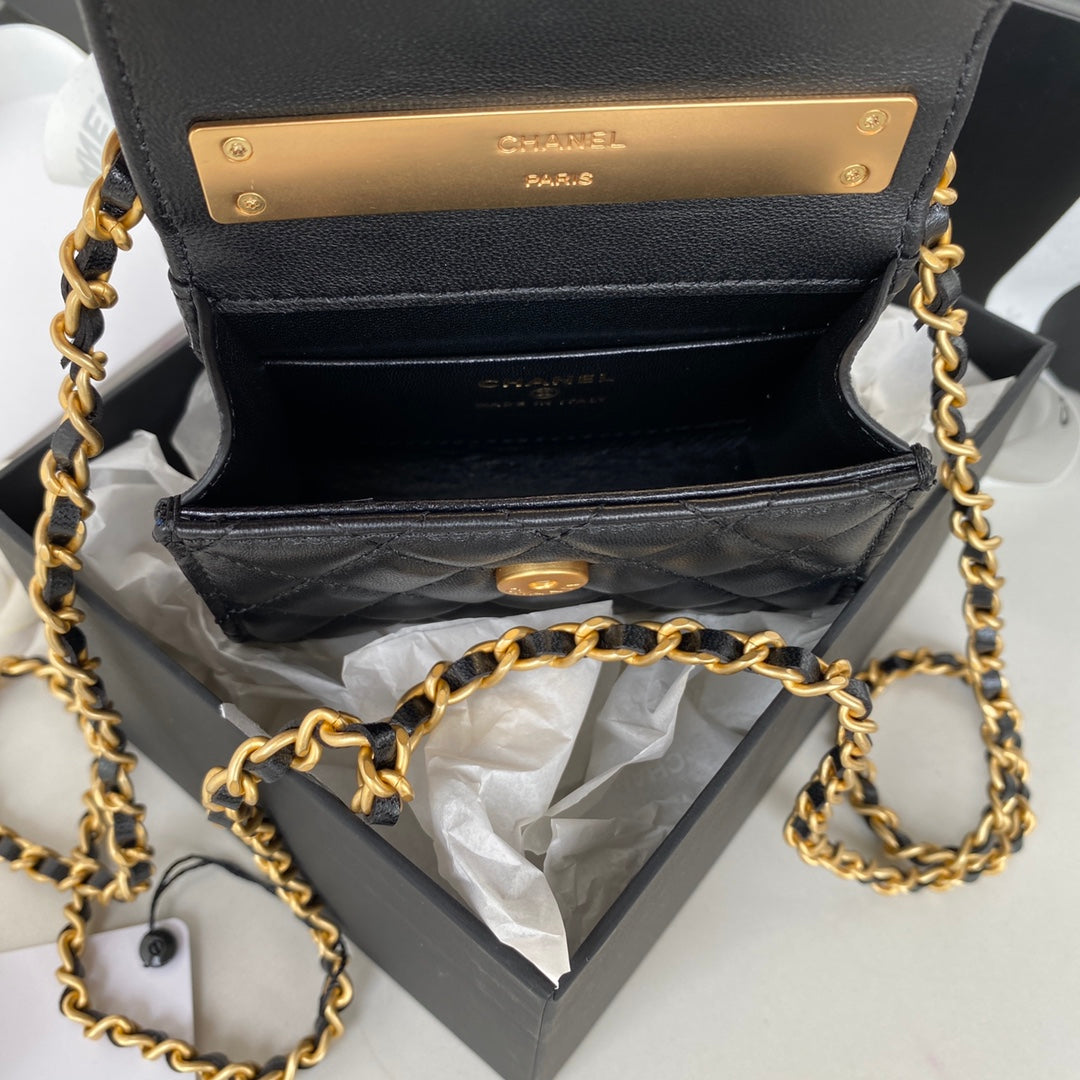 Chanel Clutch With Chain Gold Hardware Black For Women, Women&#8217;s Handbags, Shoulder Bags 5.7in/14.5cm AP2945