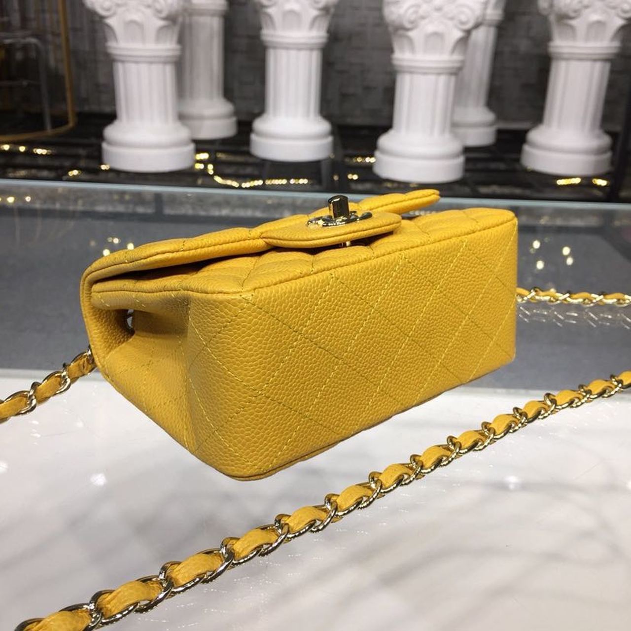 ChanelMini Flap Bag Caviar Yellow For Women, Women&#8217;s Bags, Shoulder And Crossbody Bags 6.7in/17cm A35200