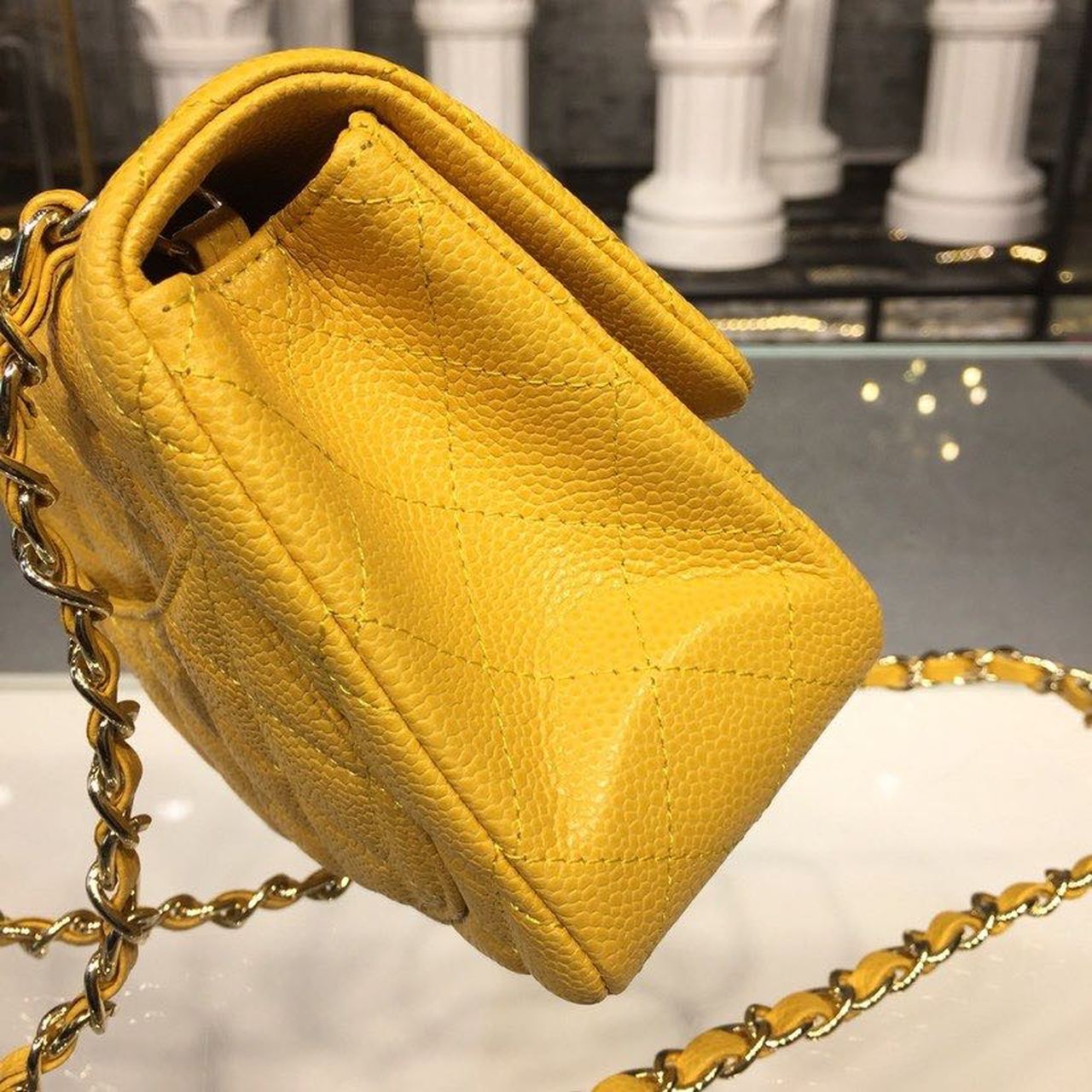 ChanelMini Flap Bag Caviar Yellow For Women, Women&#8217;s Bags, Shoulder And Crossbody Bags 6.7in/17cm A35200