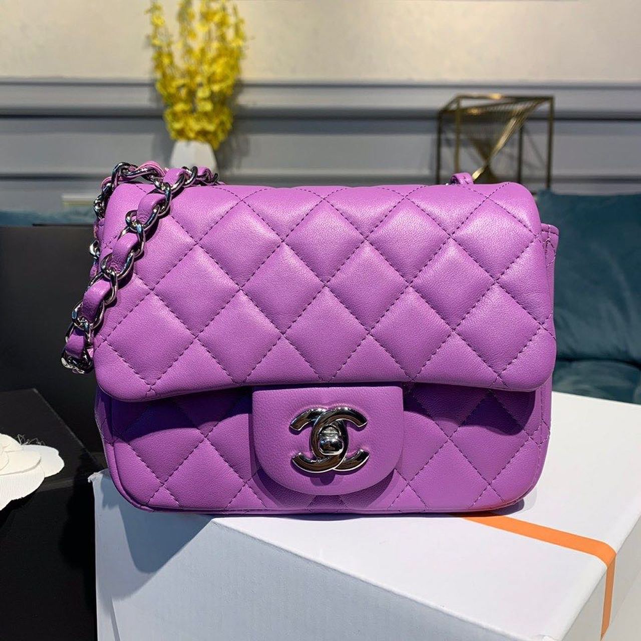 ChanelMini Flap Bag Purple For Women, Women&#8217;s Bags, Shoulder And Crossbody Bags 6.7in/17cm A35200