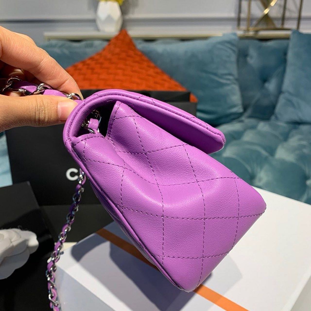 ChanelMini Flap Bag Purple For Women, Women&#8217;s Bags, Shoulder And Crossbody Bags 6.7in/17cm A35200