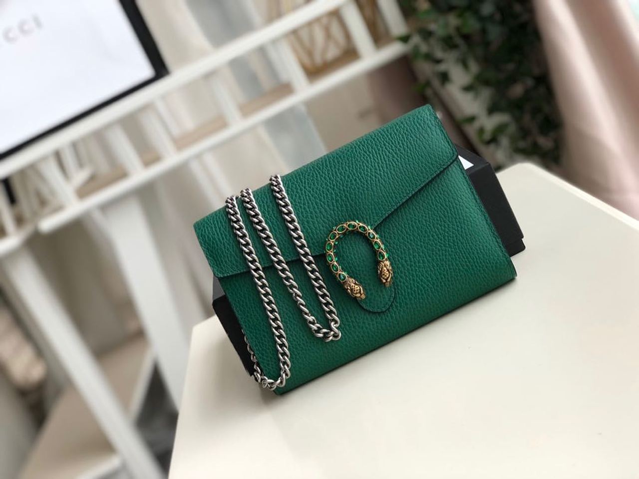 gg Dionysus Mini Chain Bag Emerald Green Metal-Free Tanned For Women 8in/20cm gg 401231 CAOGX 3120