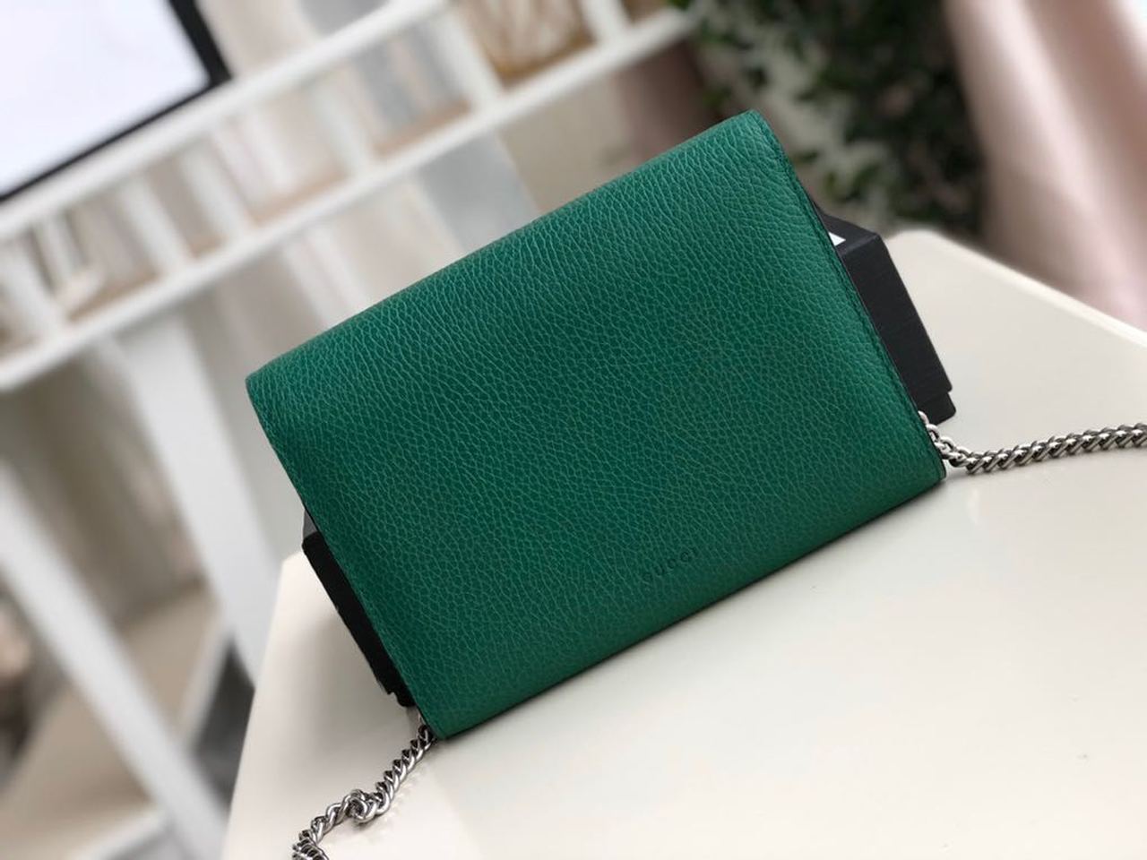 gg Dionysus Mini Chain Bag Emerald Green Metal-Free Tanned For Women 8in/20cm gg 401231 CAOGX 3120