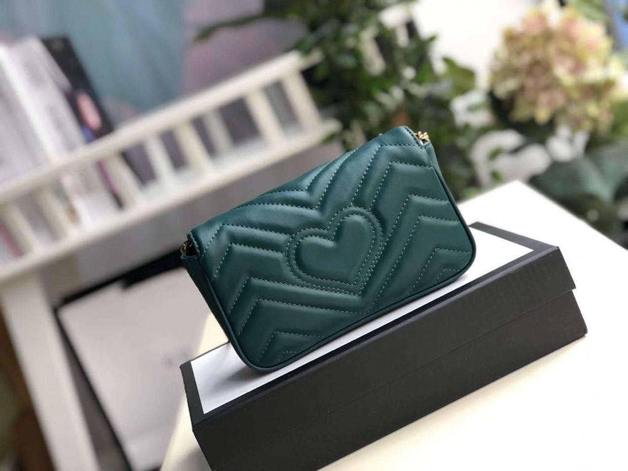 gg Marmont Matelassé Super Mini Bag Green Matelassé Chevron For Women 6.2in/16.5cm gg