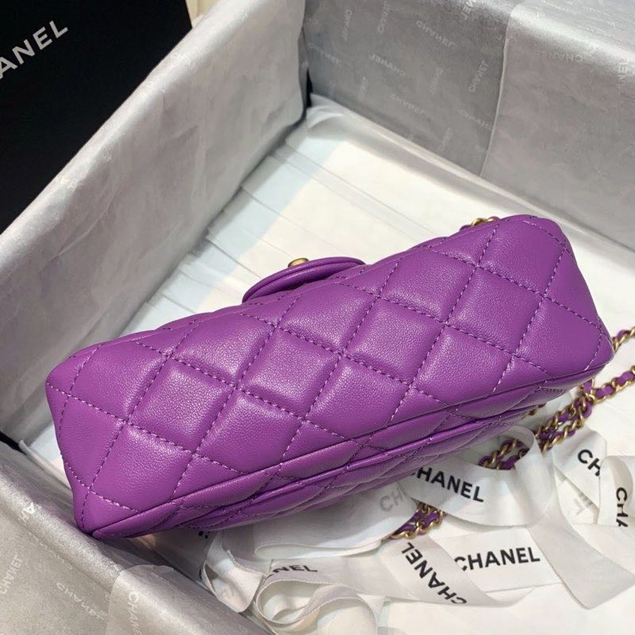 ChanelFlap Bag With ChanelBall On Strap Purple For Women, Women&#8217;s Handbags, Shoulder And Crossbody Bags 7.8in/20cm AS1787