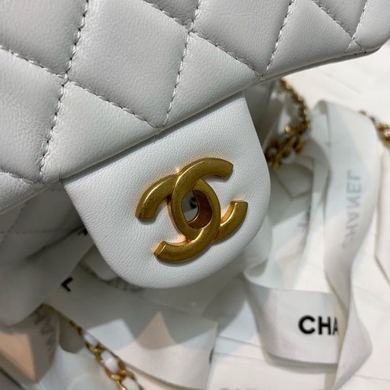 ChanelMini Flap Bag With ChanelBall On Strap White For Women, Women&#8217;s Handbags, Shoulder And Crossbody Bags 6.7in/17cm AS1786