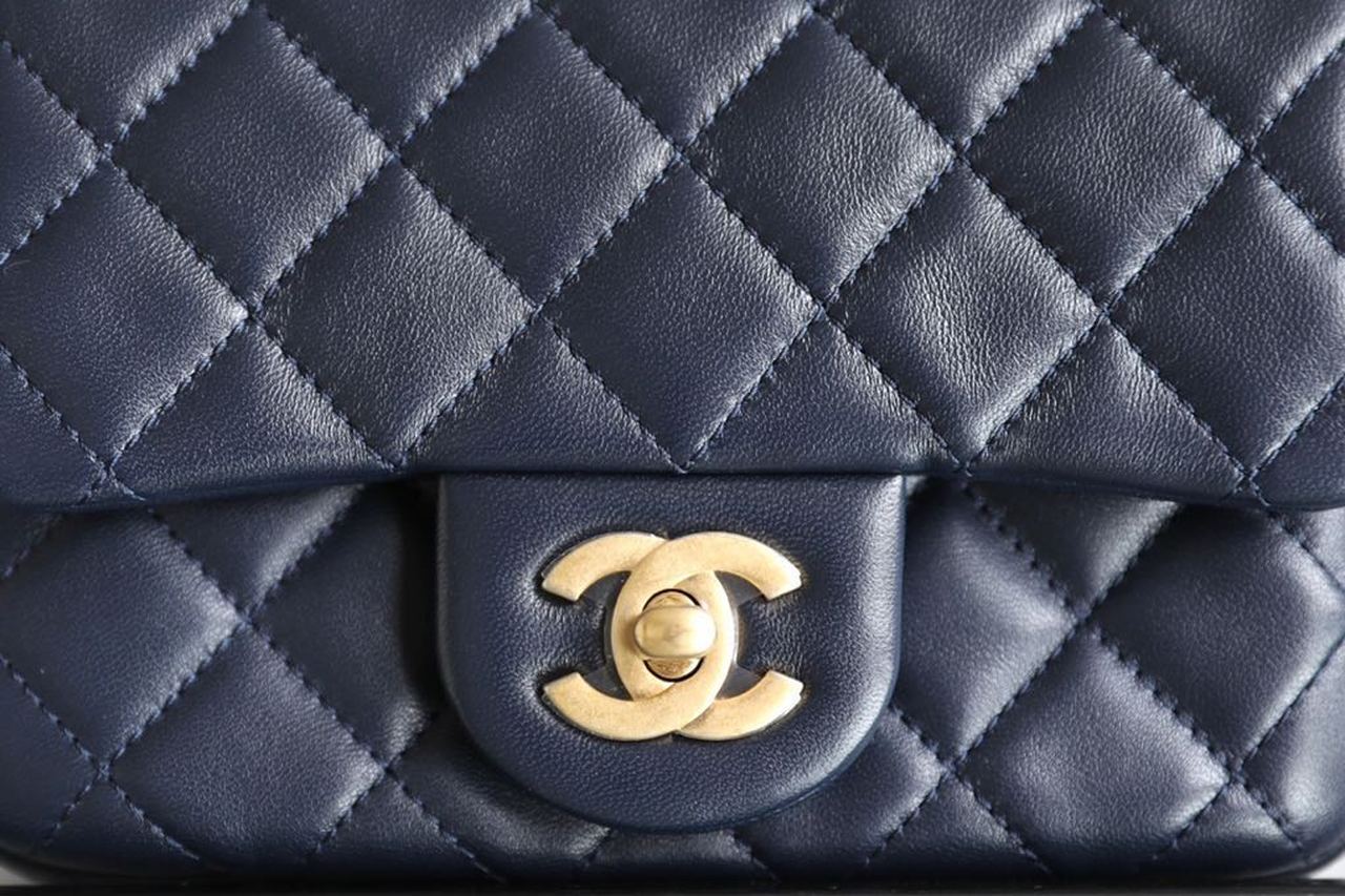 ChanelMini Flap Bag With ChanelBall On Strap Navy Blue For Women, Women&#8217;s Handbags, Shoulder And Crossbody Bags 6.7in/17cm AS1786