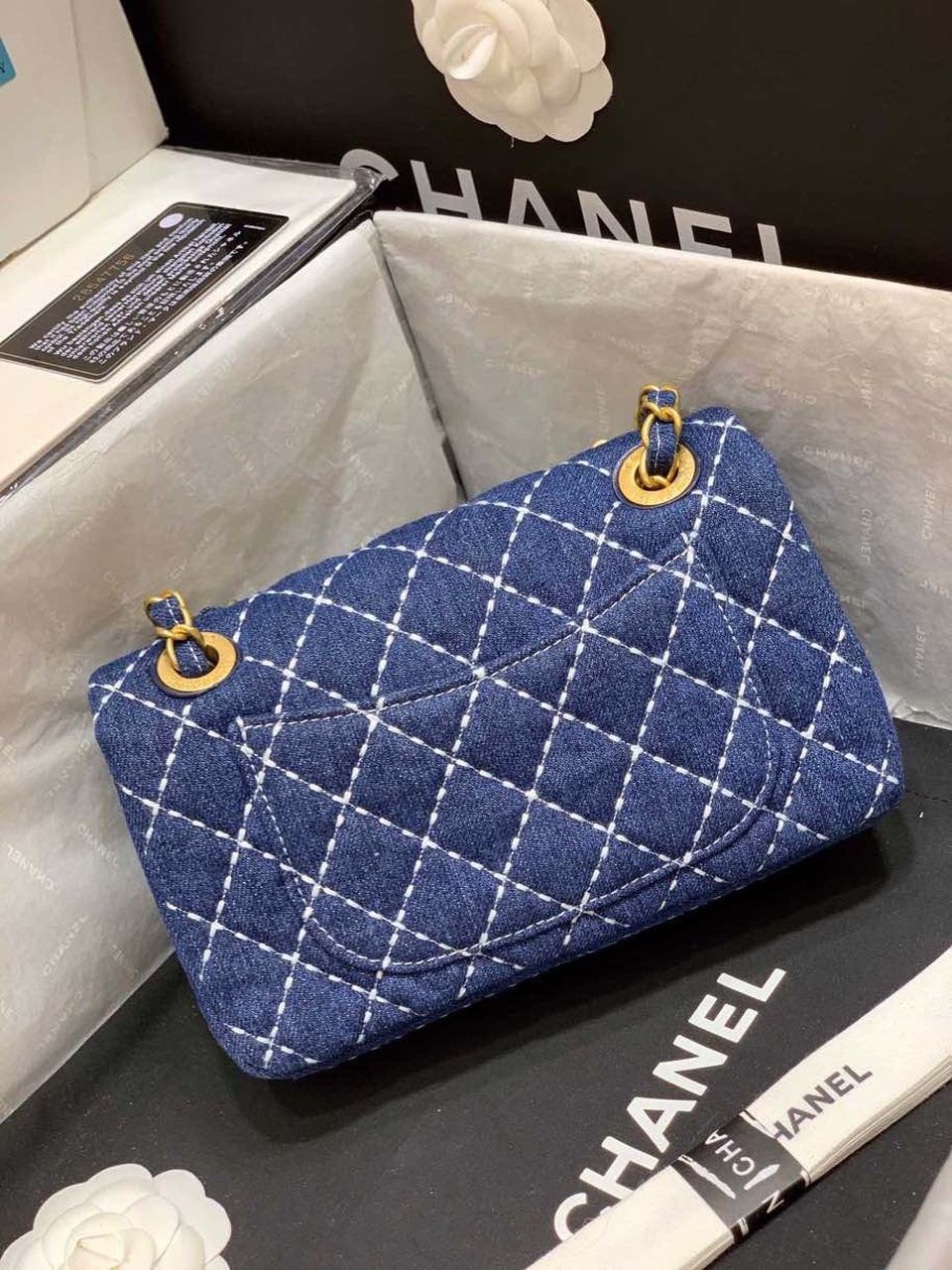 Chanel Flap Bag Denim Blue For Women, Women&#8217;s Handbags, Shoulder And Crossbody Bags 10.2in/26cm AS1328 B01897 N5398