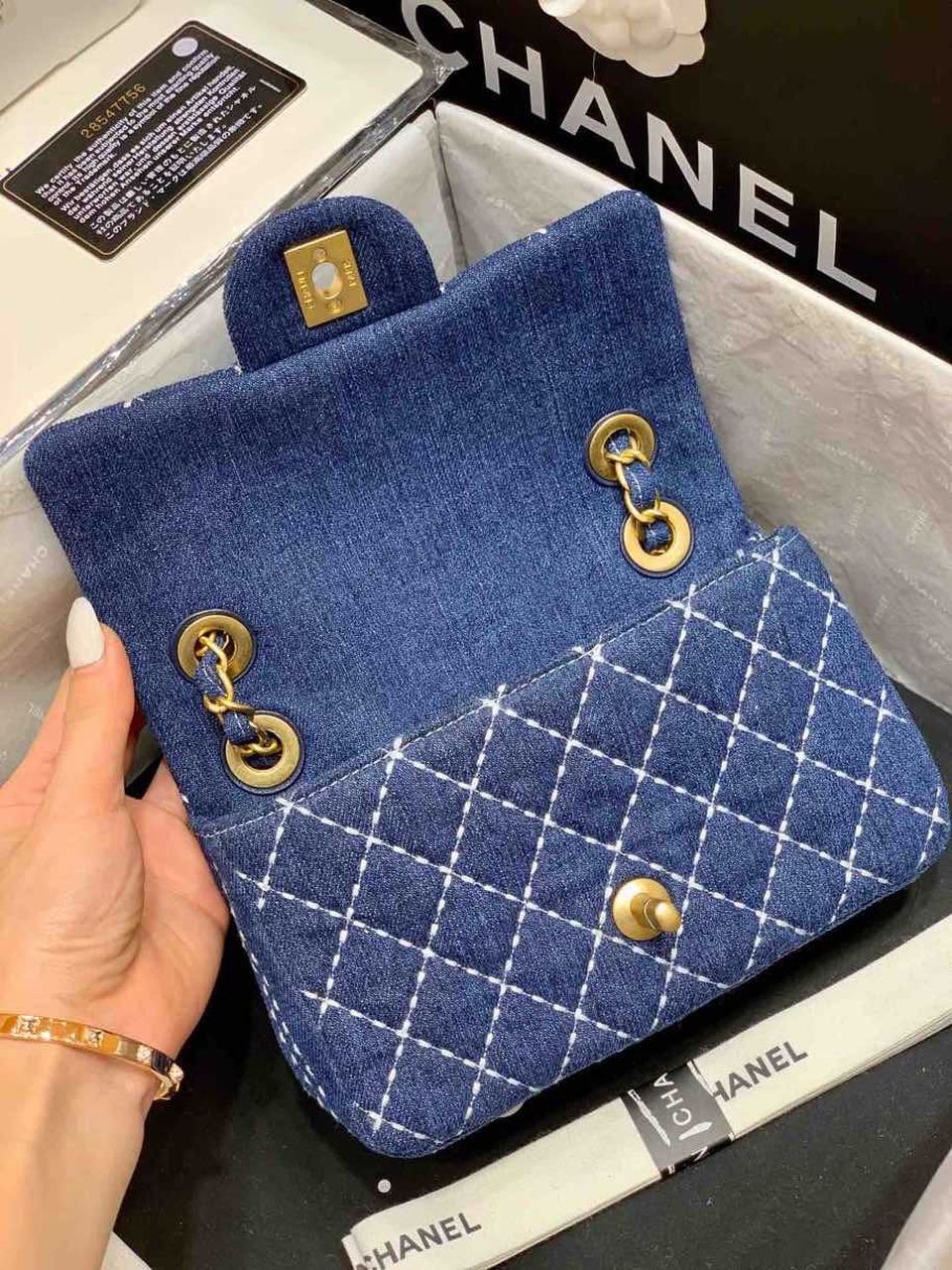 Chanel Flap Bag Denim Blue For Women, Women&#8217;s Handbags, Shoulder And Crossbody Bags 10.2in/26cm AS1328 B01897 N5398