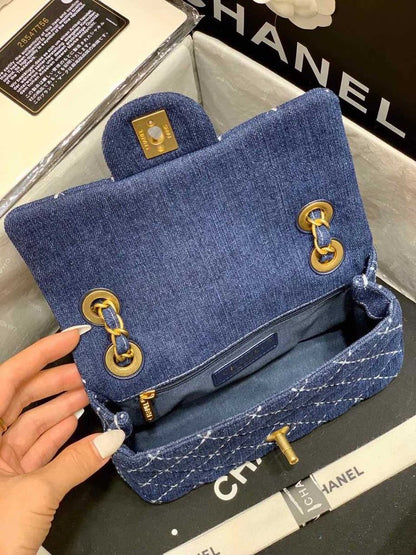 Chanel Flap Bag Denim Blue For Women, Women&#8217;s Handbags, Shoulder And Crossbody Bags 10.2in/26cm AS1328 B01897 N5398