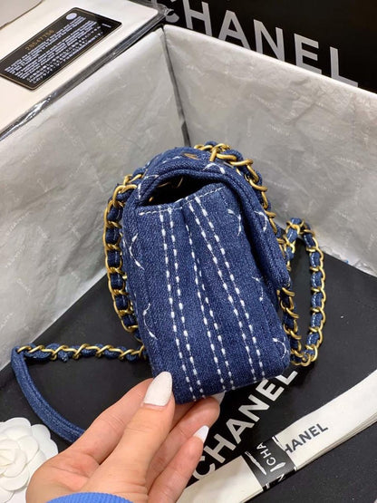 Chanel Flap Bag Denim Blue For Women, Women&#8217;s Handbags, Shoulder And Crossbody Bags 10.2in/26cm AS1328 B01897 N5398