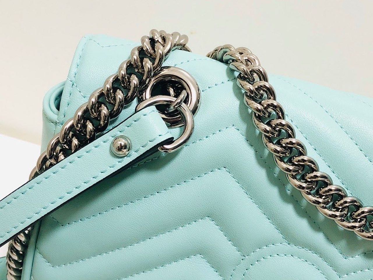 gg Marmont Small Matelassé Shoulder Bag Mint Green Matelassé Chevron For Women 10in/26cm gg