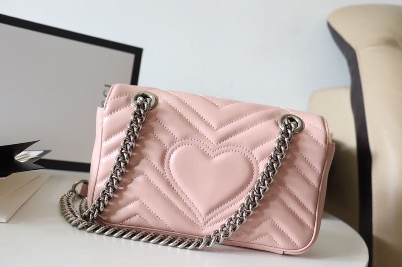 gg Marmont Matelassé Mini Bag Dusty Pink Matelassé Chevron For Women 8.5in/22cm gg