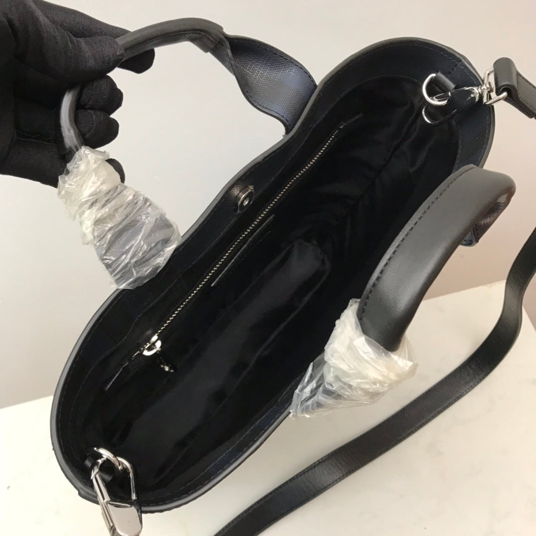 BB Logo Graphic Convertible Tote London Check Canvas Large For Men, Bags 15in/38cm