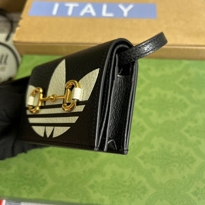 gg x Adidas Card Case With Horsebit Black For Women, Women’s Bags 4.2in/11cm gg