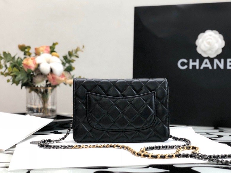 Chanel Flap Bag Gold Toned Hardware Black For Women 7.4in/19cm