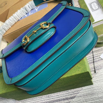 gg Horsebit 1955 Shoulder Bag Blue For Women, Women&#8217;s Bags 9.8in/25cm gg