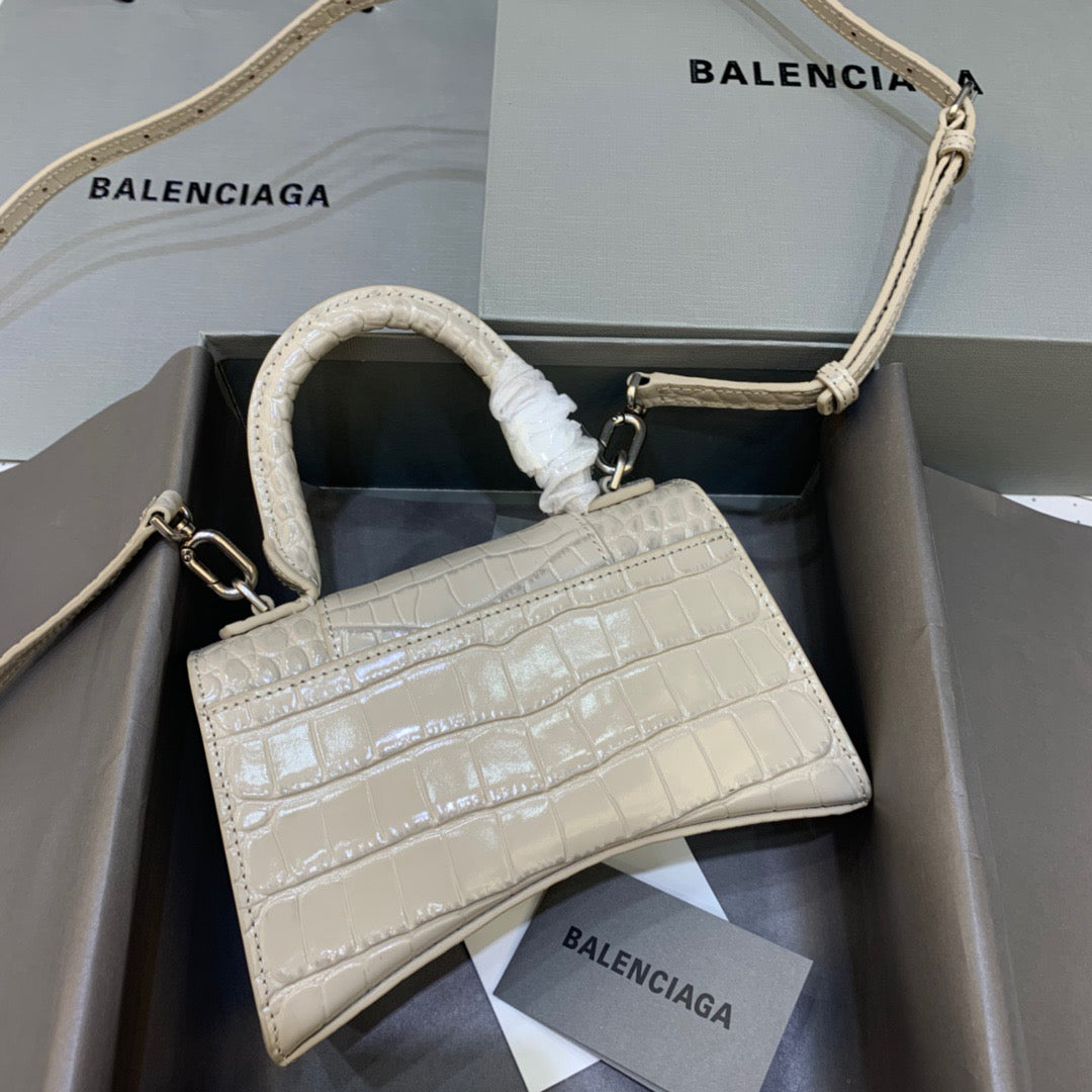 Balen Hourglass XS Handbag In Beige, For Women,  Bags 7.4in/19cm