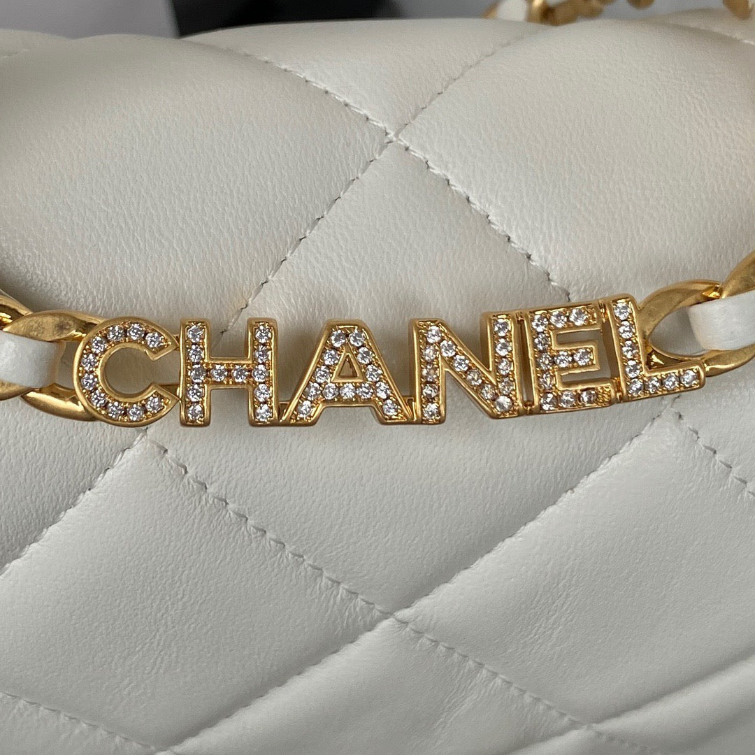 ChanelSmall Flap Bag Gold Hardware White For Women, Women&#8217;s Handbags, Shoulder Bags 7.9in/20cm AS3450