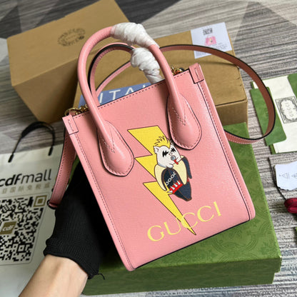 gg Bananya Print Mini Tote Bag Pink For Women, Women&#8217;s Bags 7.9in/20cm gg 671623 U5XAG 5964