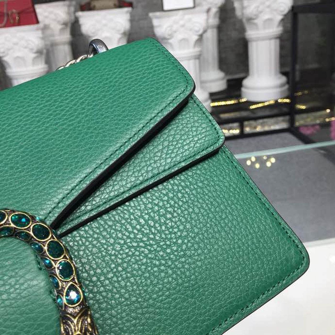 gg Dionysus Shoulder Bag Emerald Green Metal-Free Tanned For Women 11in/28cm gg 400249 CAOGX 3120