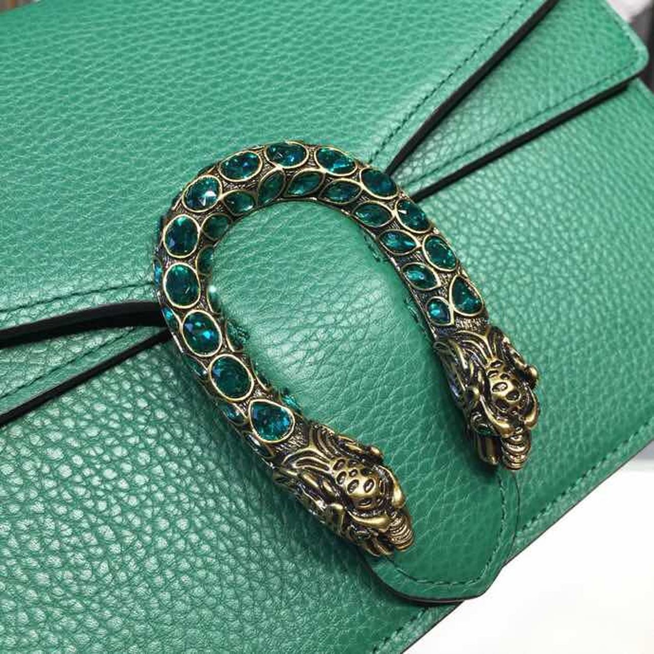 gg Dionysus Shoulder Bag Emerald Green Metal-Free Tanned For Women 11in/28cm gg 400249 CAOGX 3120