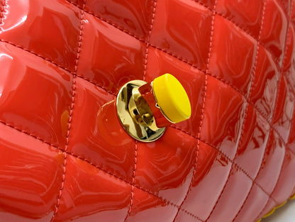 ChanelVinyl Classic Red and Yellow Shoulder bag For Women 29cm/11.5in