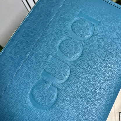 gg Clutch With gg Logo Blue For Men 12in/31cm  gg