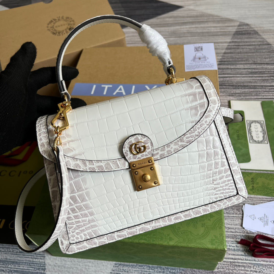gg Ophidia Small gg Top Handle Bag White For Women, Women’s Bags 9.8in/25cm gg