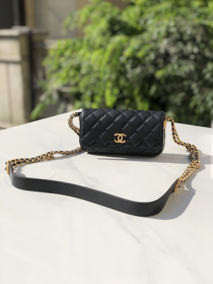 ChanelSmall Flap Bags Gold Hardware Black For Women, Women&#8217;s Handbags, Shoulder Bags 7.5in/19.2cm