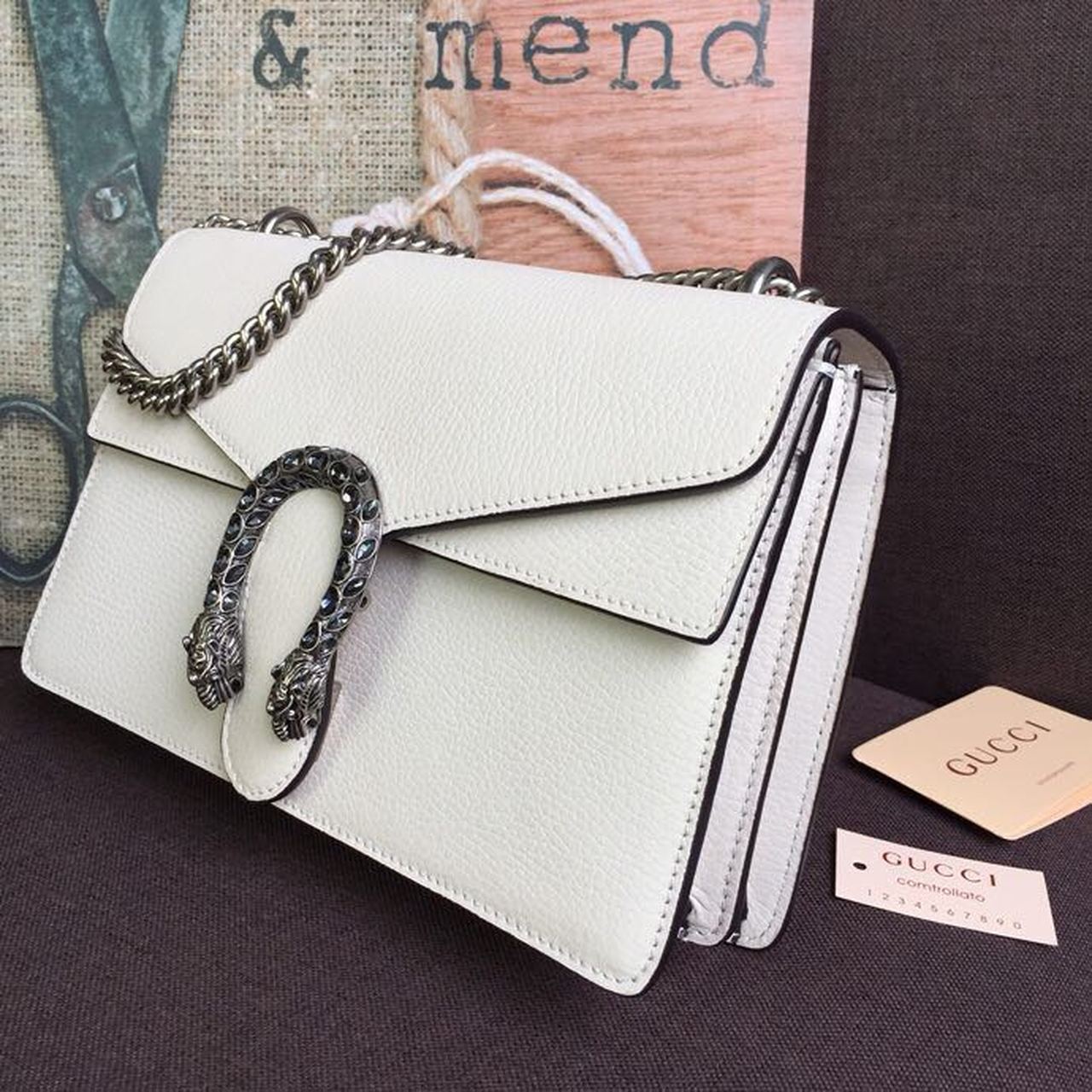 gg Dionysus Small Shoulder Bag White For Women 11in/18cm gg 400249 0K7JN 9680