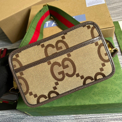 gg Jumbo gg Mini Bag Camel And Ebony Jumbo gg Canvas For Women  8.9in/22.5cm gg 696075 UKMDG 2570