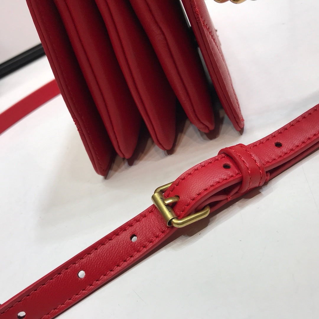 YSSL Angie Patent Handbag Red For Women 8.6in/22cm YSL