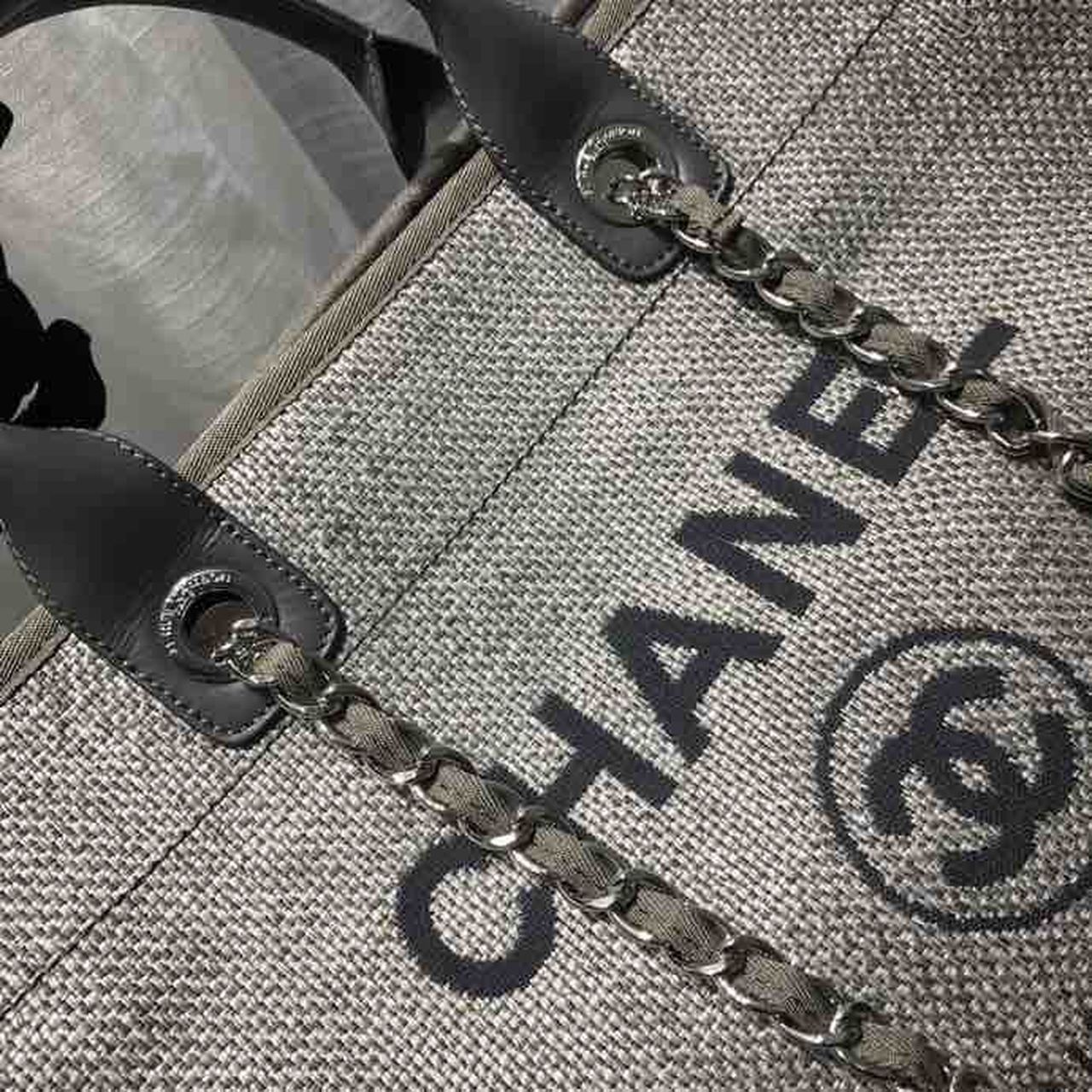 Chanel Deauville Tote Tweed Canvas Bag Fall/Winter Collection, Light Grey/ Dark Grey For Women 15in/38cm