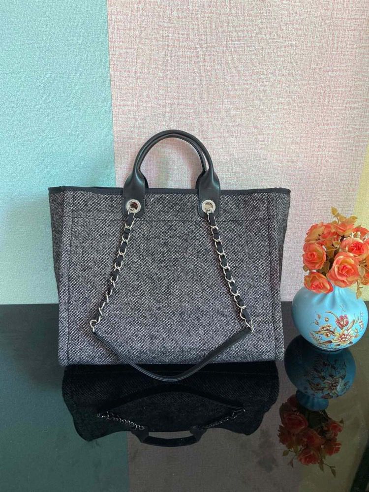 ChanelLarge Shopping Tote Bag Grey For Women, Women&#8217;s Handbag, Shoulder Bags 15in/38cm