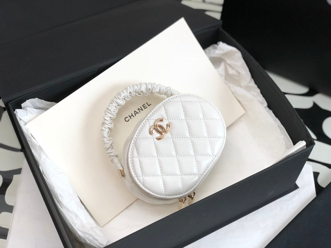 ChanelVanity Case Shiny Gold White Bag For Women 9.5cm/3.7in