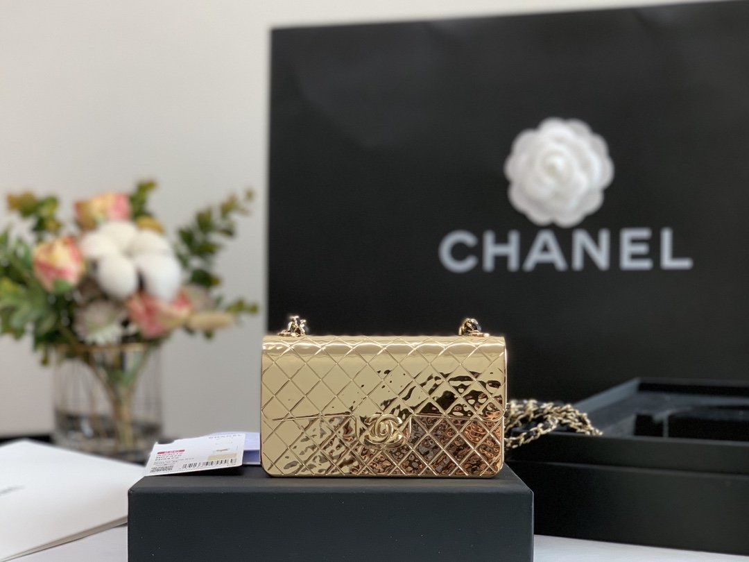 Chanel Evening Flap Small Gold Bag For Women 12cm/4.5in