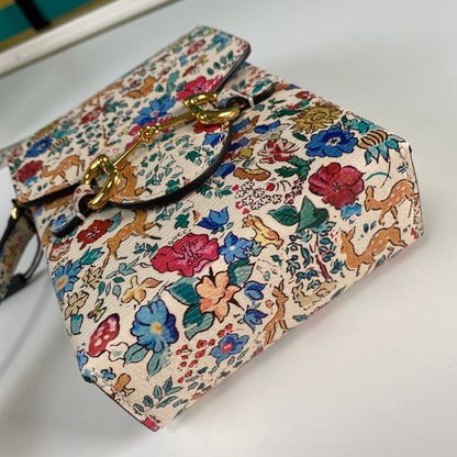 gg Horsebit 1955 Mini Flora Bag  For Women And Men 6.7in/17cm gg