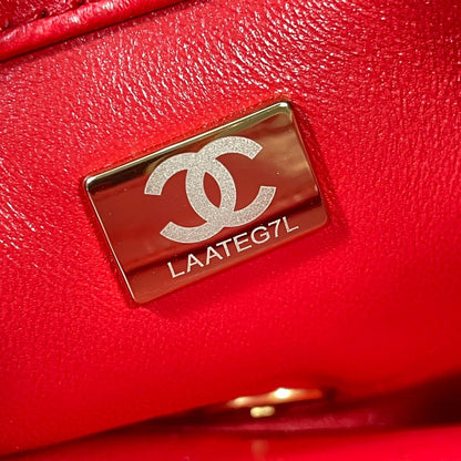 Chanel Flap Bag Gold Hardware Red For Women, Women&#8217;s Handbags, Shoulder Bags 7.9in/20cm AS3366